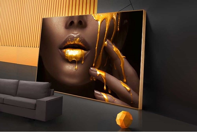 African wall Art Black and Gold Woman Painting Canvas 07M