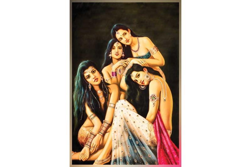 famous indian paintings royal indian lady on Canvas