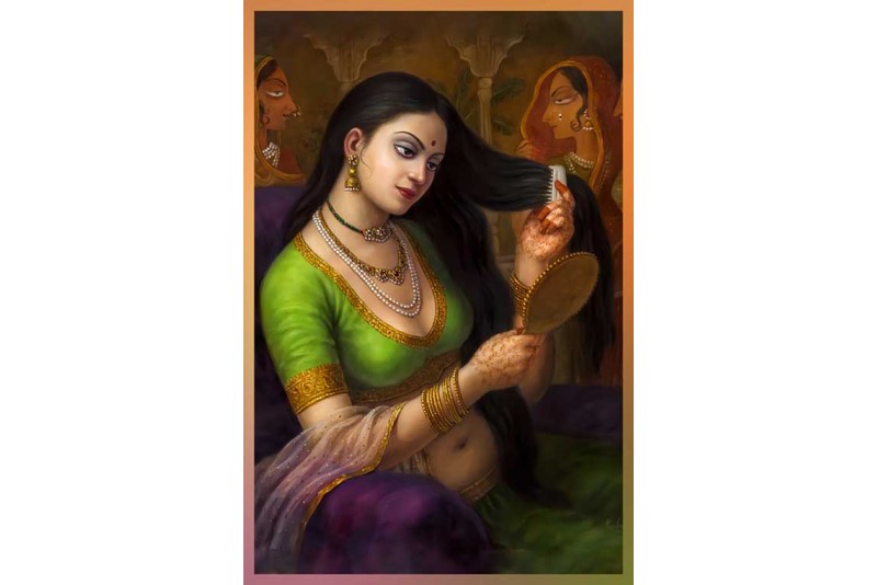 Famous Indian Paintings Beauty Indian Lady Shringar 1