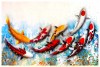 9 koi fish artwork feng shui painting for wealth and blessing
