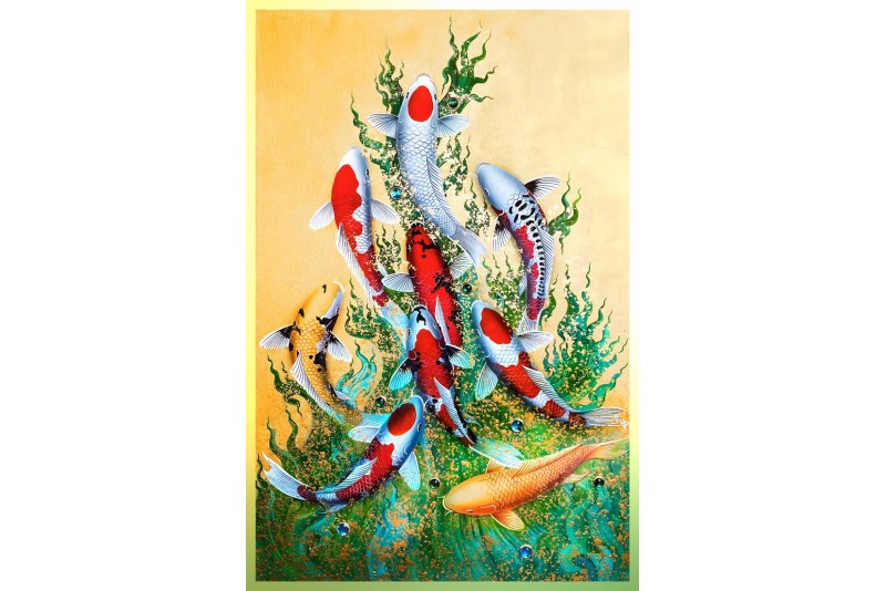 feng shui 9 koi fish painting on canvas