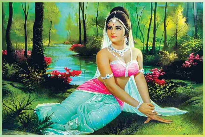 indian traditional woman painting images