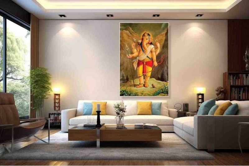 Lord Ganesha in Kailash painting on canvas L