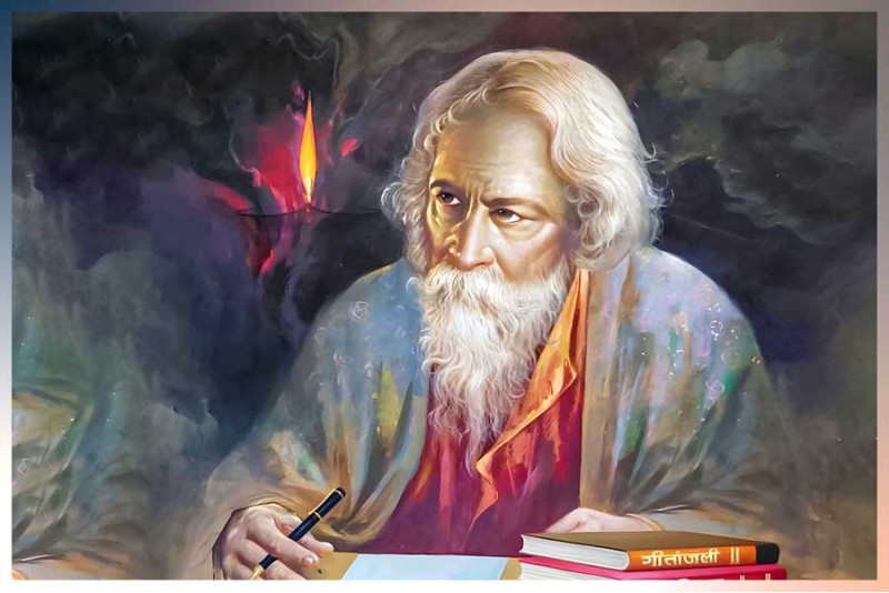 Rabindranath Thakur Tagore painting on canvas