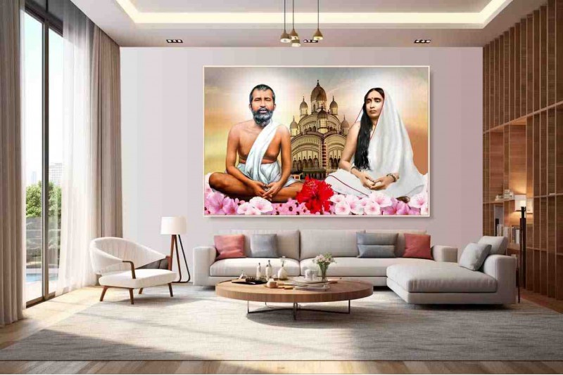 ramkrishna sarada maa photo painting on canvas