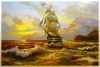 sailing ship painting sunset home vastu wall canvas painting