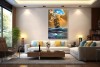sailing ship painting sunset vastu wall painting for office room bedroom