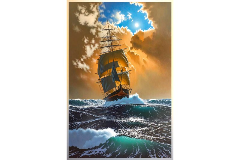 sailing ship painting sunset vastu wall painting for office room bedroom