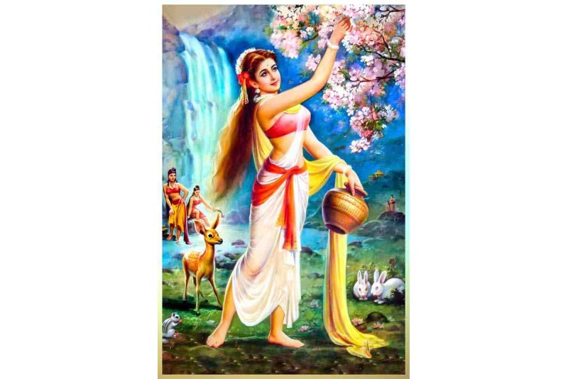 waterfall home vastu with sakuntala canvas painting