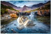 waterfall with swan painting swan painting on canvas