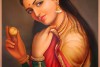 Traditional women Painting Indian Woman Holding a Fruit 2L