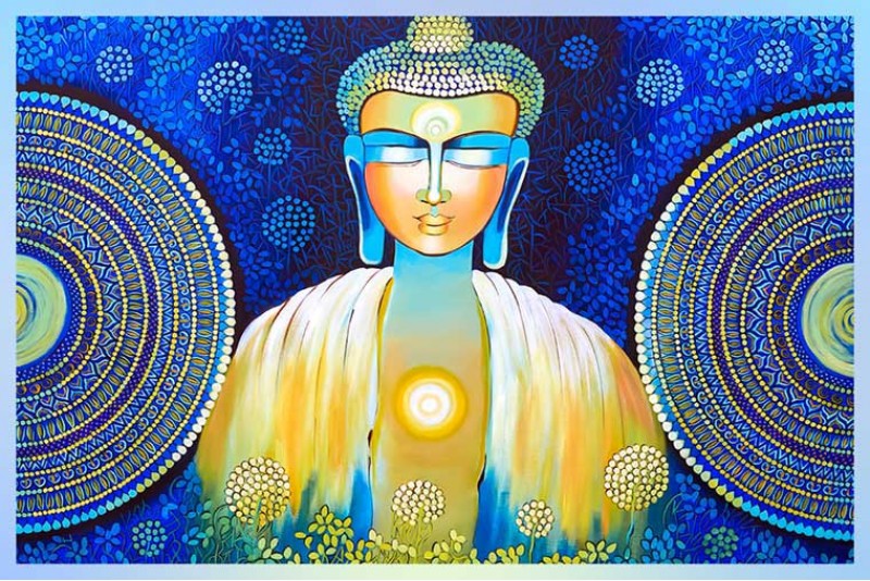 002 Beautiful Buddha Painting on canvas home vastu L