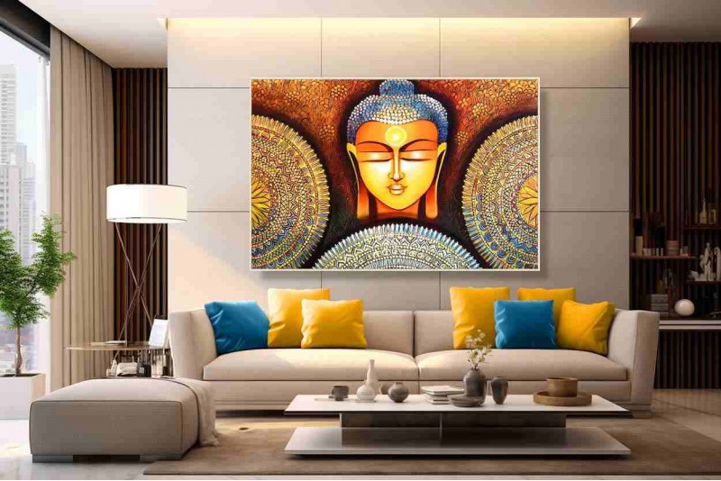 003 Beautiful Buddha Painting on canvas home vastu L