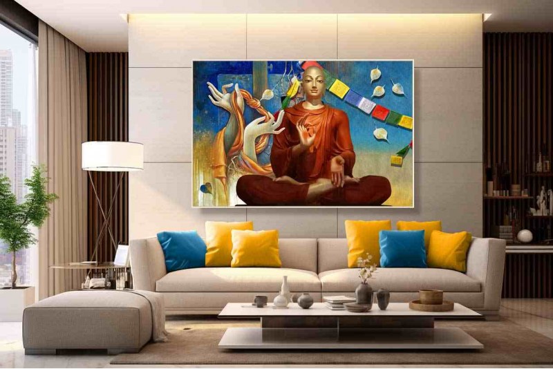 004 Beautiful Buddha Painting on canvas home vastu S