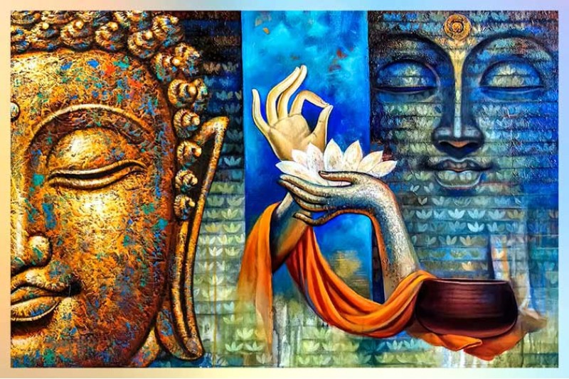 005 Beautiful Buddha Painting on canvas home vastu S