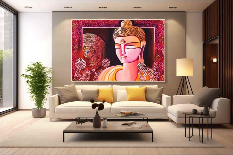 006 Beautiful Buddha Painting on canvas home vastu L