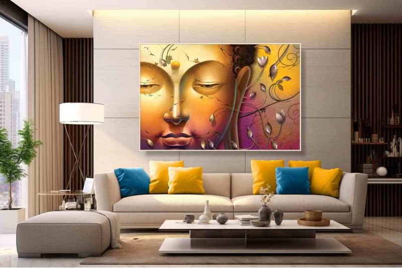 Abstract Buddha face Wall Painting On Canvas best of 20L