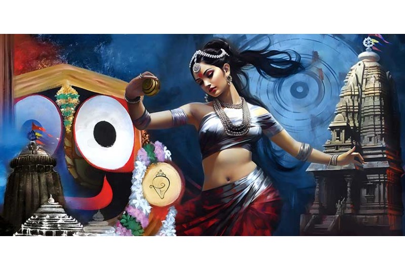 Odissi Dance with lord jagannath canvas painting