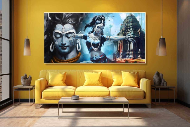 Odissi dance with lord shiva painting on canvas