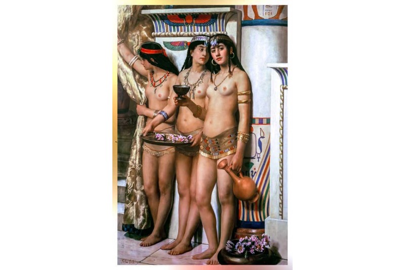 006 Egyptian Girl Nude painting canvas for hotel and bar decor
