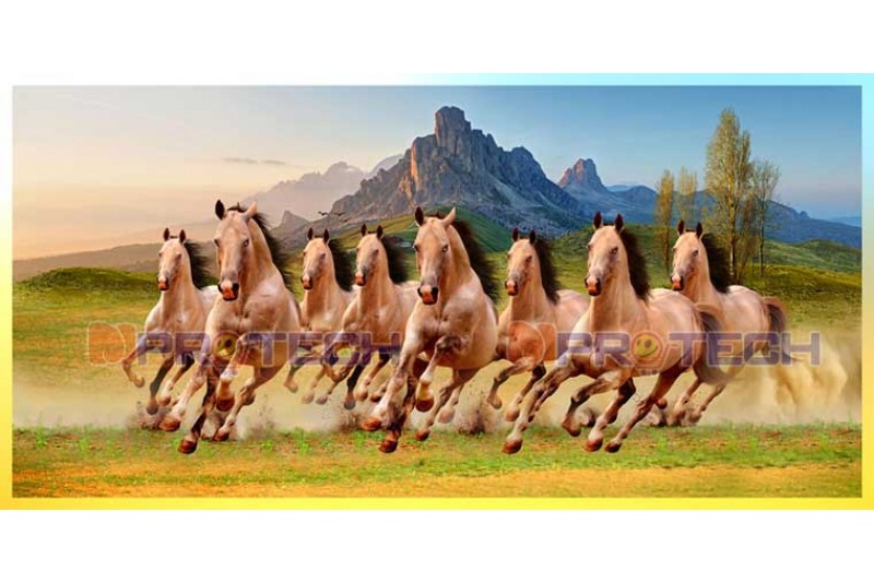 001 Feng shui eight horses vastu painting big size canvas S