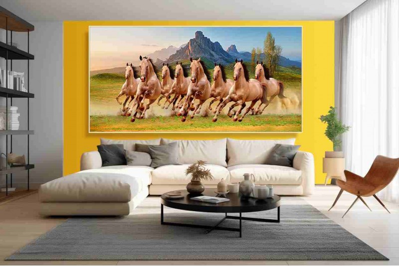 001 Feng shui eight horses vastu painting big size canvas M