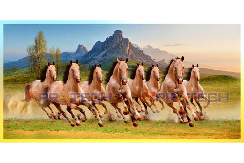 002 Feng shui eight horses vastu painting big size canvas L