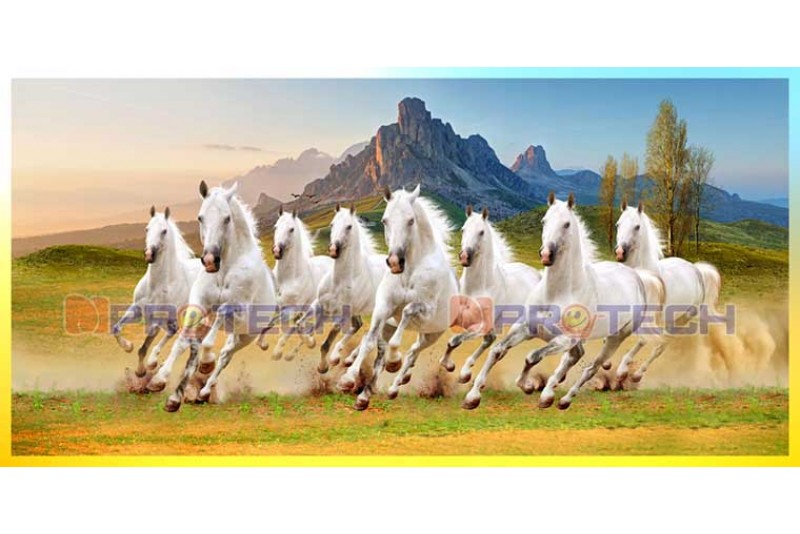 003 Feng shui eight horses vastu painting big size canvas L