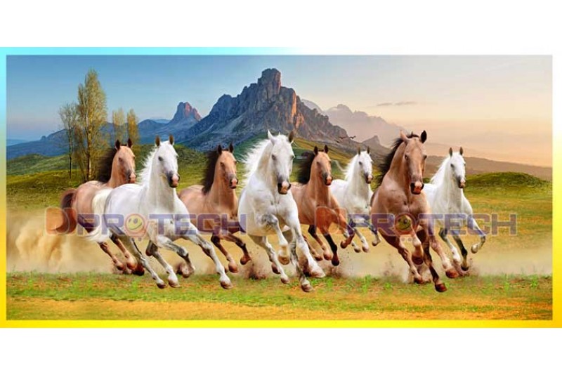 006 Feng shui eight horses vastu painting big size canvas L