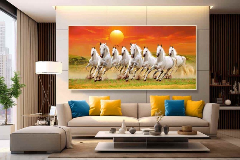 007 Feng shui 8 horses painting wall canvas big size canvas M