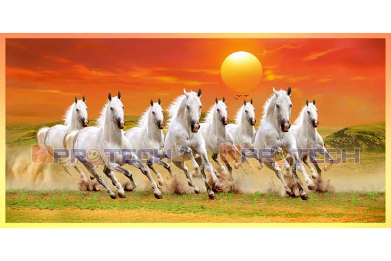 008 Feng shui 8 horses painting wall canvas big size canvas L