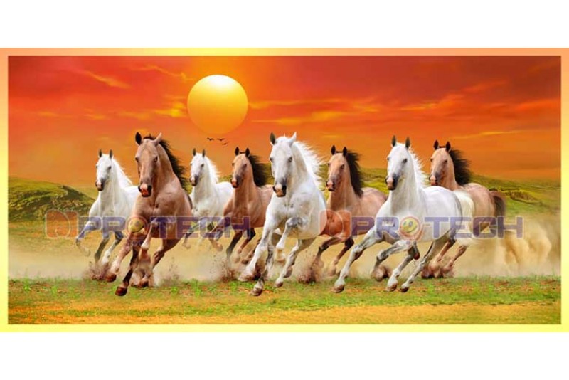 Feng shui 8 horses painting wall canvas big size canvas M