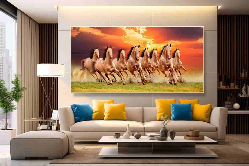 feng shui eight horse vastu painting wall canvas big size canvas S