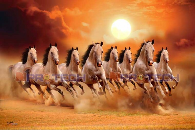 Feng Shui Eight Horse Vastu Painting best vastu 8 running horses L