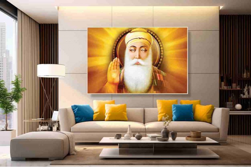 Guru Nanak dev ji painting on canvas for living room big 006