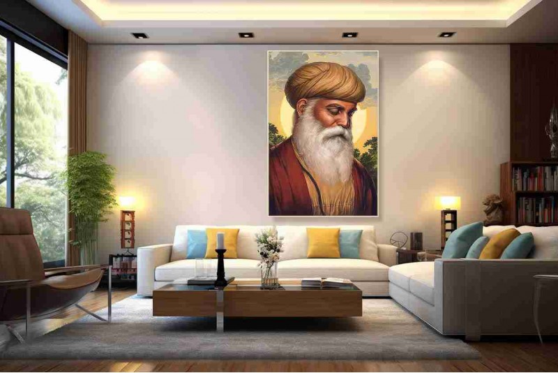 Guru Nanak dev ji painting on canvas for living room big 015L