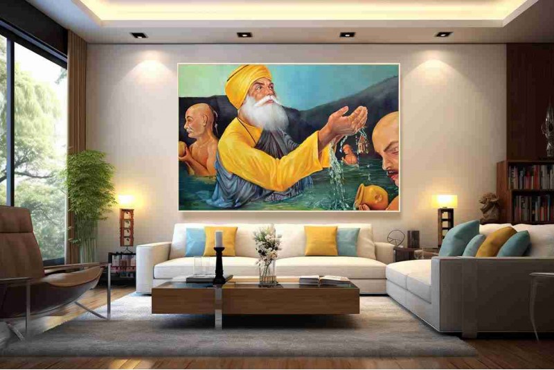 Guru Nanak dev ji painting on canvas for living room big 016L