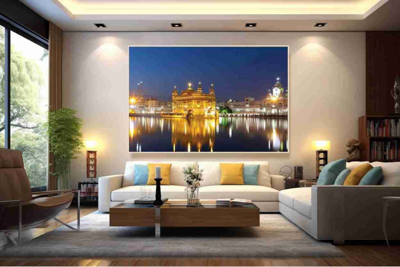 Best Golden Temple Canvas Painting | Sikh Guru Temple 018L
