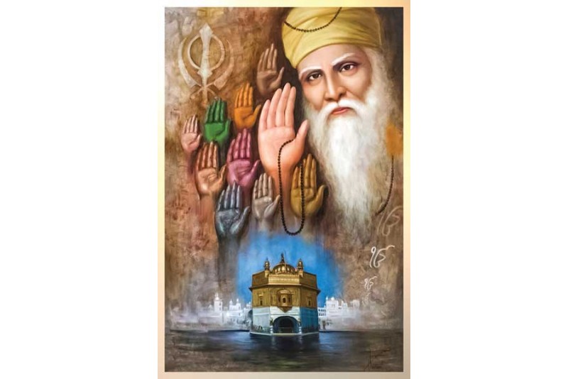 Guru Nanak dev ji painting on canvas for living room big 028