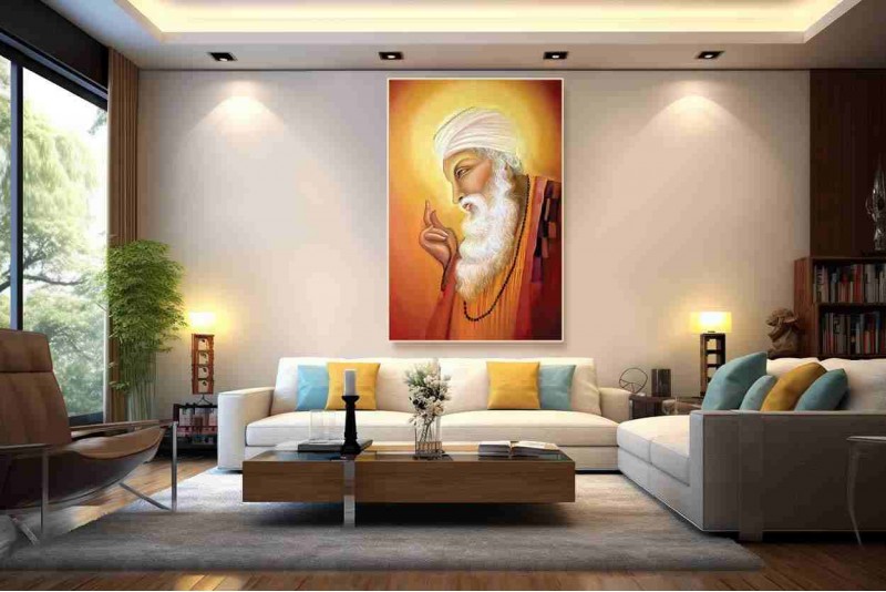 Guru Nanak dev ji painting on canvas for living room big 029