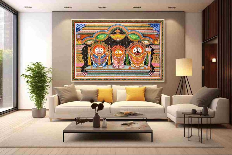 002 Jagannath Painting on canvas Indian Folk Art Painting L