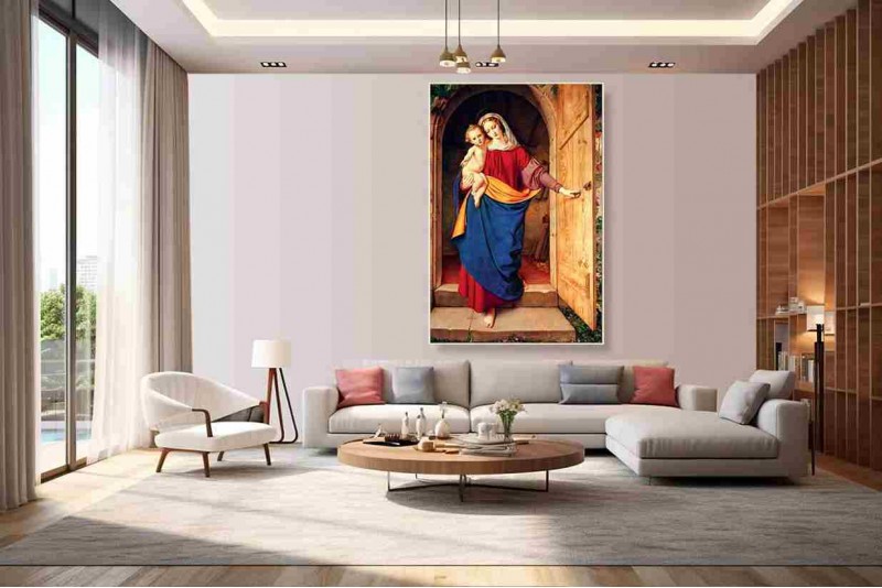 007 Mother Mary and baby Jesus painting on canvas