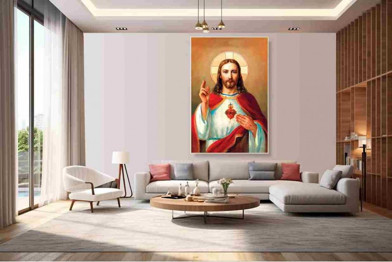 001 Sacred Heart Jesus Christ Painting on canvas