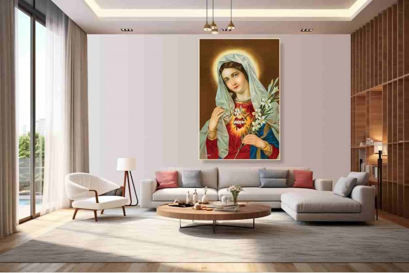 006 Virgin Mary Painting Sacred Heart Mary Portraits