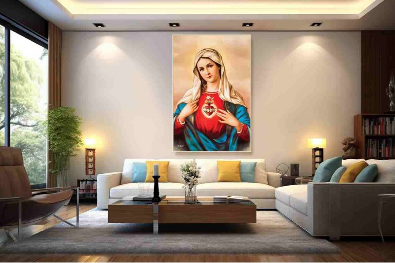 008 Mother Mary Painting Sacred Heart Virgin Mary Paintings