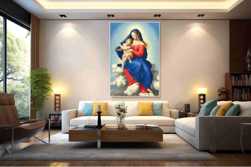 008 Virgin Mary with child Jesus painting on canvas