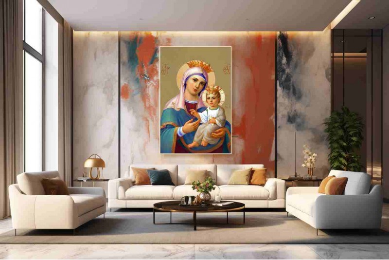 005 Virgin Mary with child Jesus painting on canvas