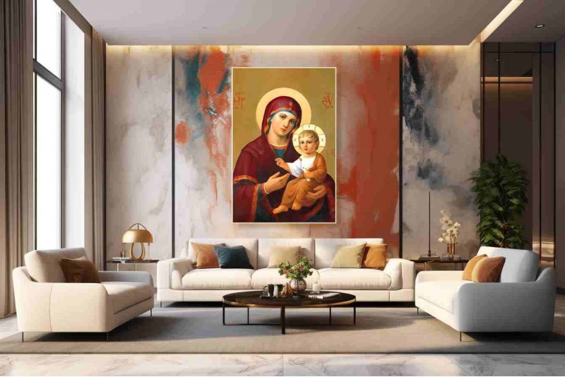 006 Virgin Mary with child Jesus painting on canvas
