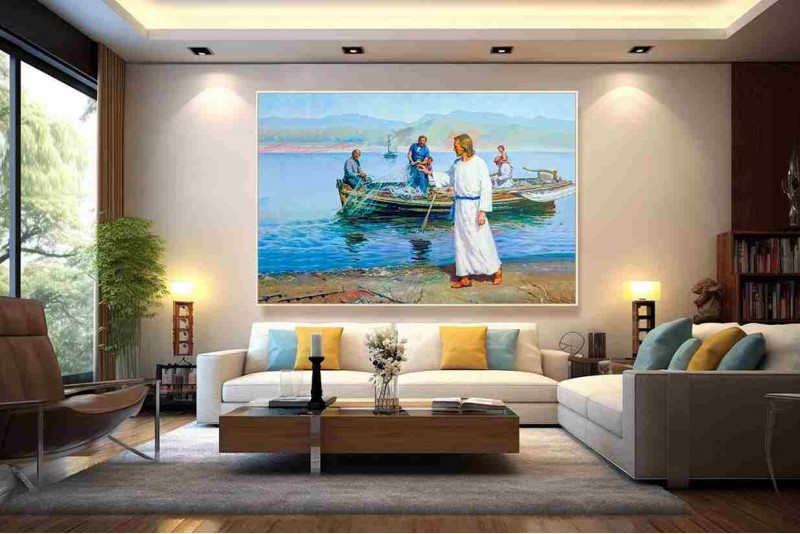 calling the fishermen jesus christ painting on canvas