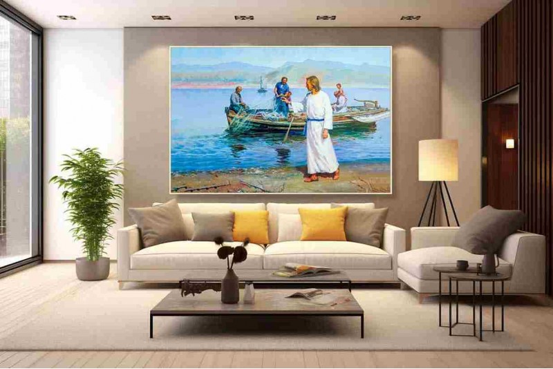 calling the fishermen jesus christ painting on canvas